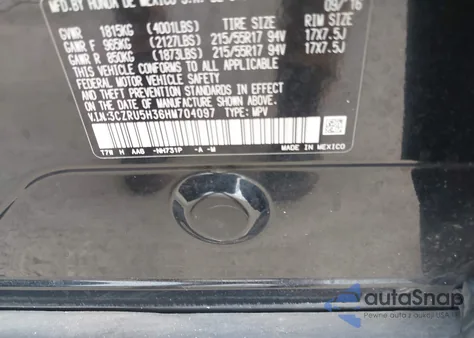 2017 Honda Hr-V Lx from USA, damaged, VIN 3CZRU5H36HM704097